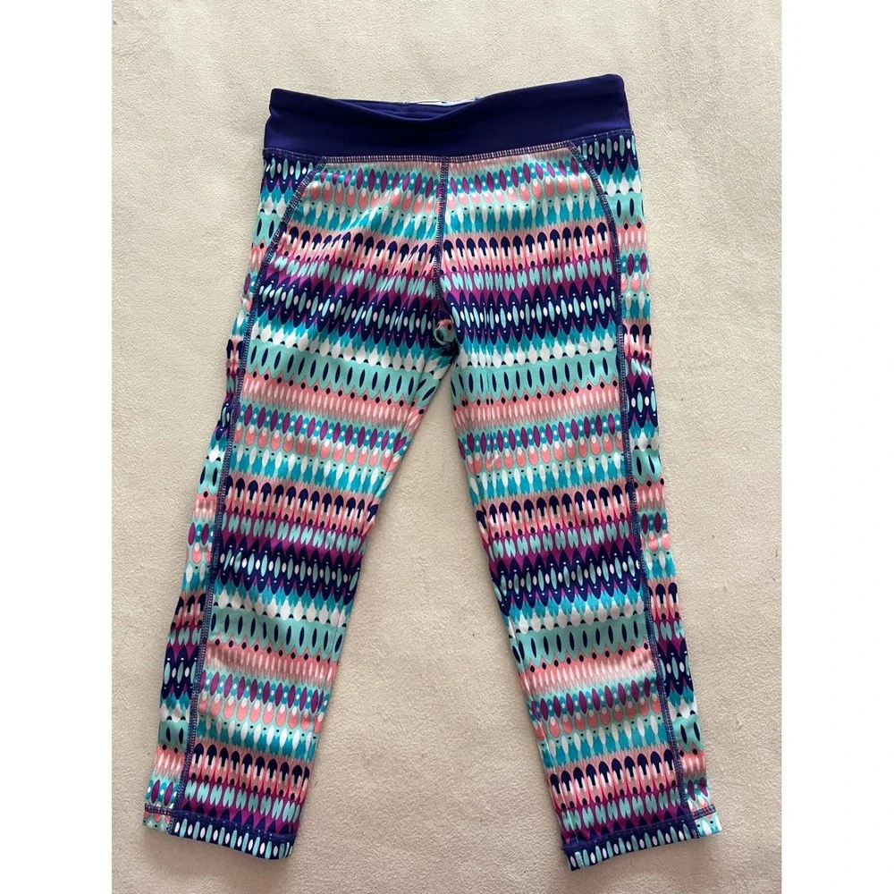 Gymgo Girls Activewear Leggings Multicolor Geometric Athletic Pants Size L 10-12